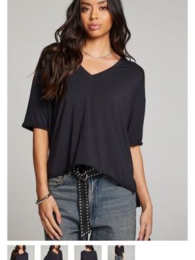 Chaser Black V-Neck Short Sleeve Tee